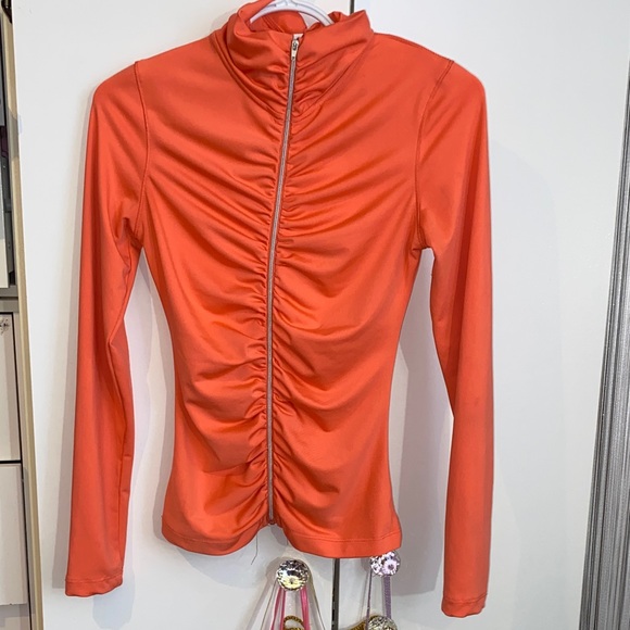 Coral Ruched Zip-Up Athletic Top - Picture 17 of 17